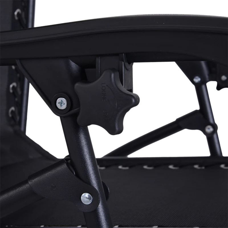 Outsunny Folding Zero Gravity Chairs, 3 Pieces Adjustable Sun Lounger and Table Set with Cup Holder and Headrest, Patio Bistro Set with Reclining Garden Chairs for Outdoor, Black