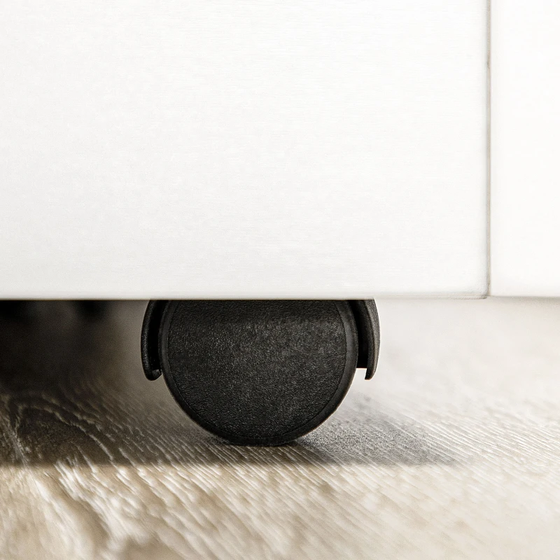 HOMCOM 2-Tier Storage Shelves, Kitchen Cart Shelf Unit with Wheels for Dining & Living Room, Home Study, White