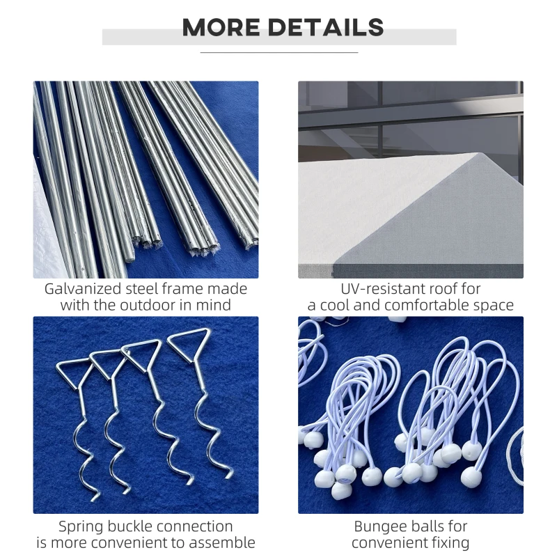 Outsunny 8m x 4m Marquee Gazebo with Sides, Level 4 Wind Protection & Waterproof, Light Grey