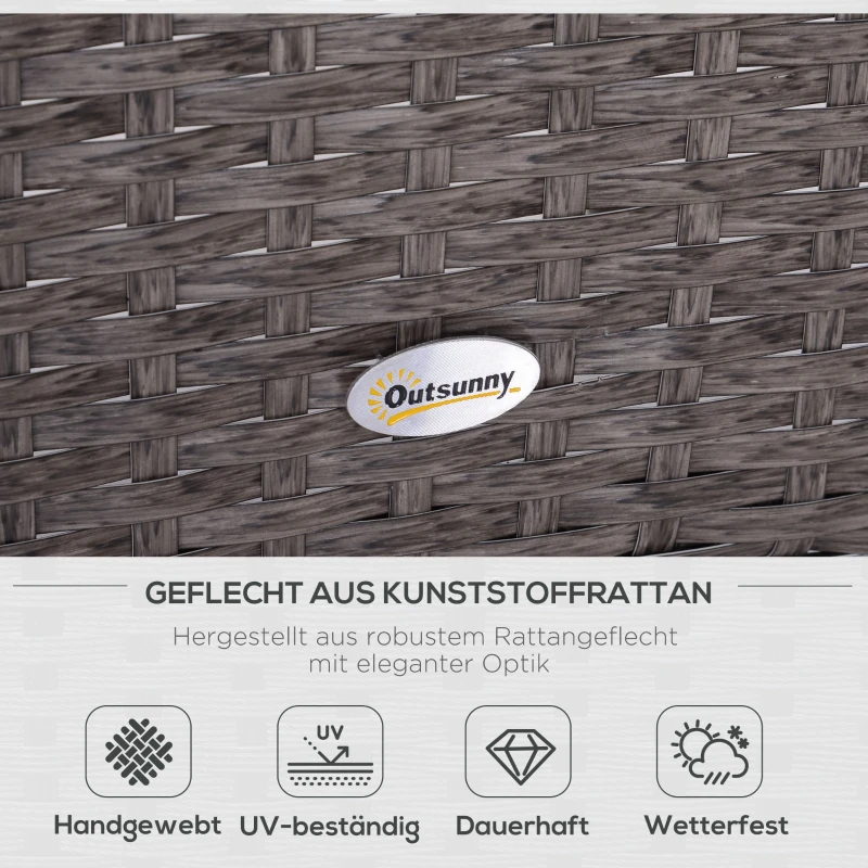 Outsunny 5-tlg. Polyrattan Gartenmöbel Sitzgruppe Gartenset Sofagarnitur Garnitur Lounge mit Kissen Dunkelgrau 2 x Sessel 1 x Couchtisch 2 x Hocker