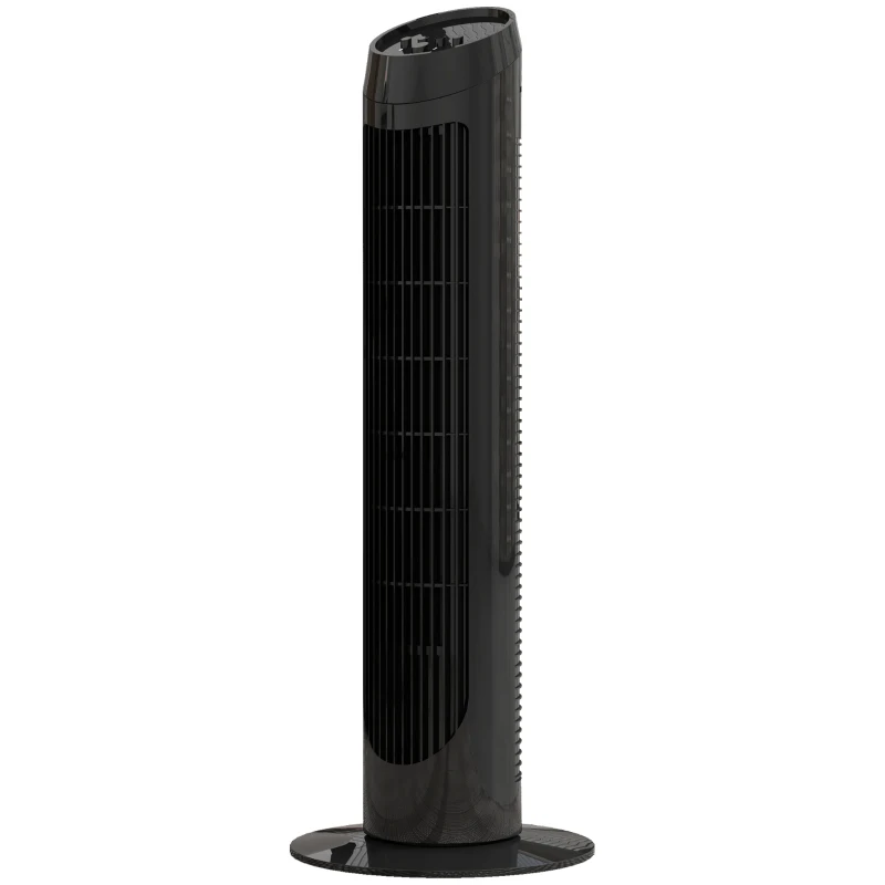 HOMCOM Ventilador de Torre 45W Ventilador Vertical Silencioso con 3 Velocidades Oscilación 70° para Salón Ø27x75 cm Negro