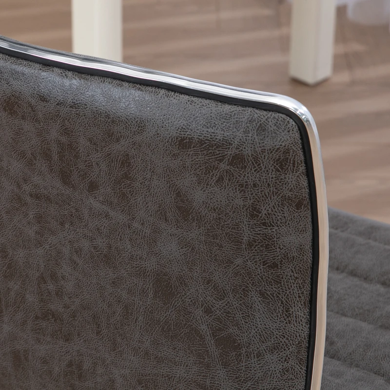 HOMCOM Armless Task Desk Chair, Swivel Office Chair with Microfibre Cloth, Adjustable Seat Height, Chrome Base, Wheels for Home, Grey