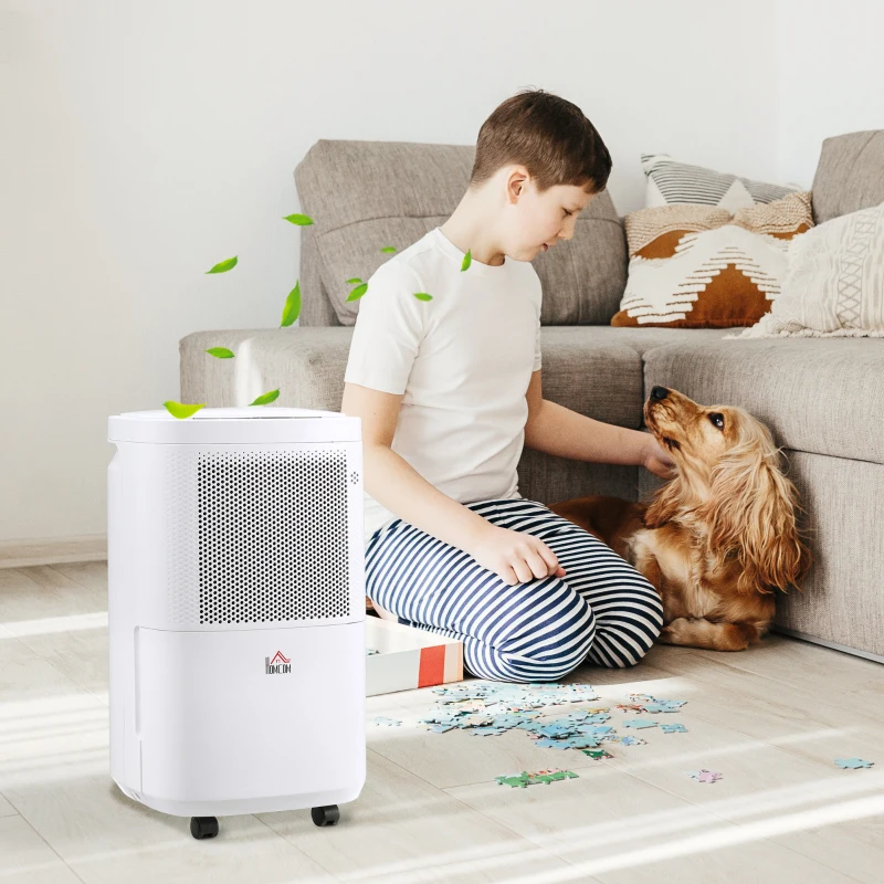 HOMCOM 10L/Day 2200ML Portable Quiet Dehumidifier with WiFi Smart App Control, Electric Moisture Air Dehumidifier for Home Laundry Basement