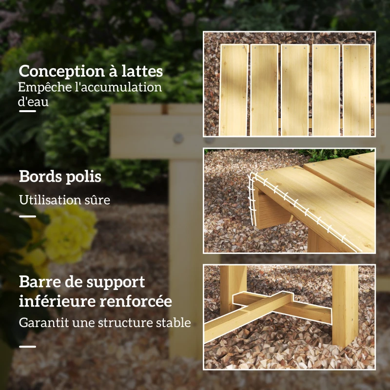 Outsunny Banc de Jardin 2 Places Style Rural Chic Assise à Lattes dim. 110L x 38l x 35H cm Bois de Sapin pré-huilé