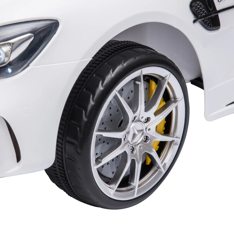 HOMCOM Kinderfahrzeug GTR 12V Mercedes-AMG GTR Elektroauto mit Fernbedienung Musik(MP3/USB) Licht ab 3 Jahren Metall Weiß 105 x 58 x 45 cm