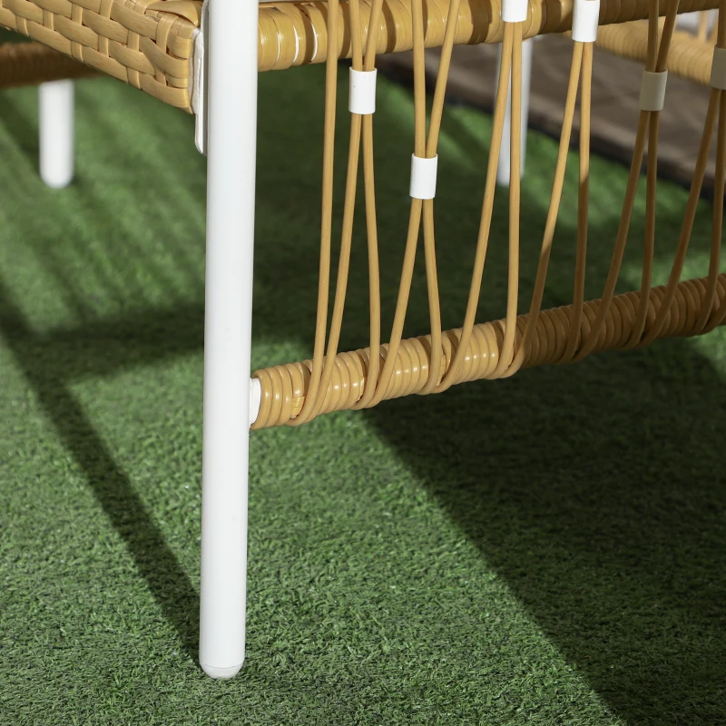 Outsunny Set da Giardino Stile Boho in Rattan con 2 Sedie con Cuscini e Tavolino Rotondo, Giallo