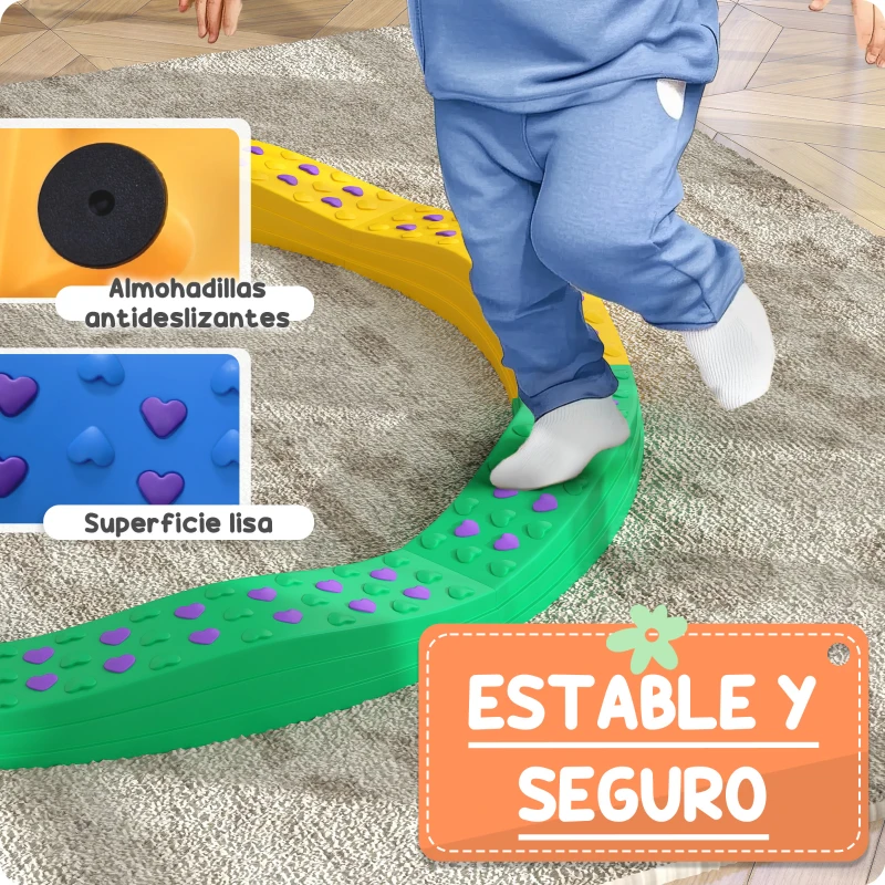 AIYAPLAY Vigas de Equilibrio para Niños de +3 Años de 8 Piezas Base Antideslizante para Entrenamiento de Equilibrio Multicolor