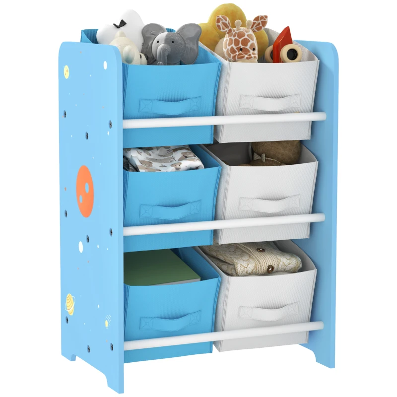 AIYAPLAY Estantería Infantil para Niños de +3 Años Estantería para Juguetes con 6 Cajas de Tela no Tejida 43x30x60 cm Azul