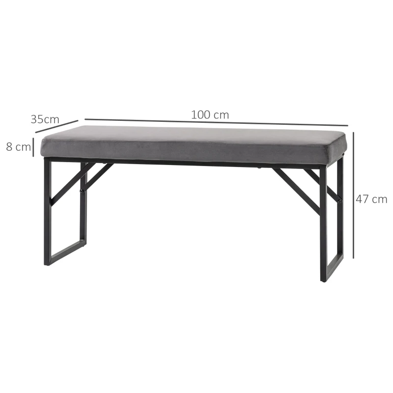 HOMCOM Sitzbank mit Polsterauflage, Schuhbank, Flurbank, inkl. Polster, Dunkelgrau + Schwarz