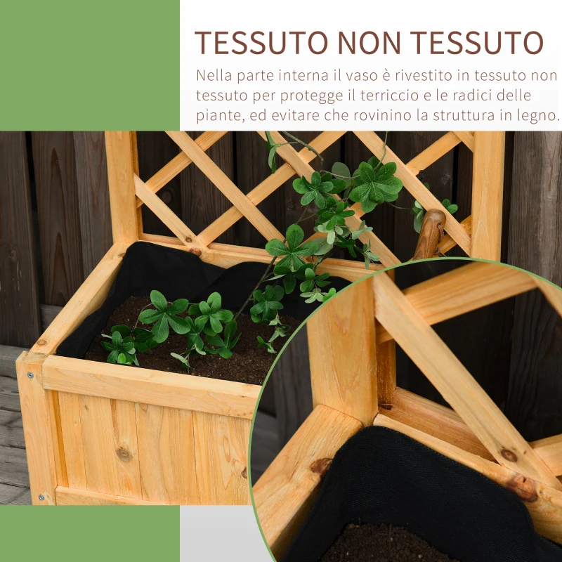 Outsunny Fioriera con Grigliato da Esterno o Giardino, Vaso per Piante Rampicanti in Legno 60x40x160cm