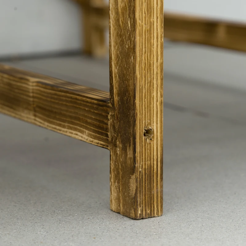 Outsunny 3 Tier Outdoor Plant Stand, Wood Ladder Shelf, Flower Pot Display Rack for Garden Backyard