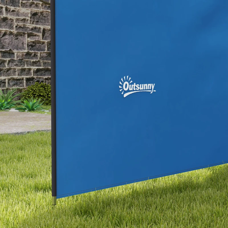 Outsunny 4 Pole Camping Windbreaks, Beach Wind Shield Shelter with Carry Bag and Steel Poles, Outdoor Caravan Privacy Shield, 540cm x 150cm, Blue