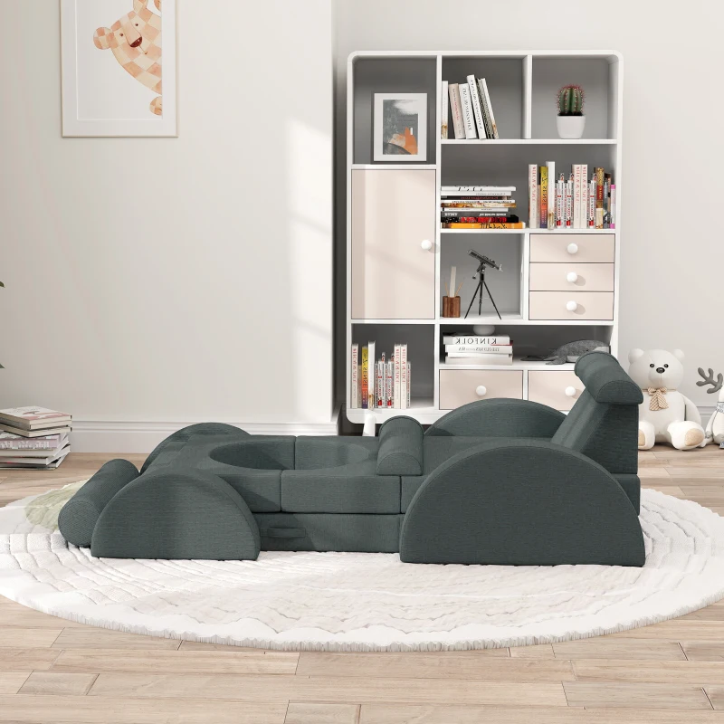 AIYAPLAY Softbausteine, 14-tlg. Set, Bauklötze, verschiedene Formen, für 18+ Monate, Grau