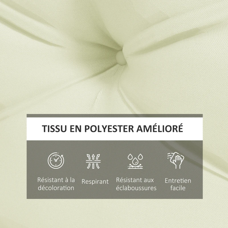 Outsunny Lot de 2 coussins assise et dossier pour banc banquette, palette 2 places dim. 120L x 80l x 12H cm Polyester crème