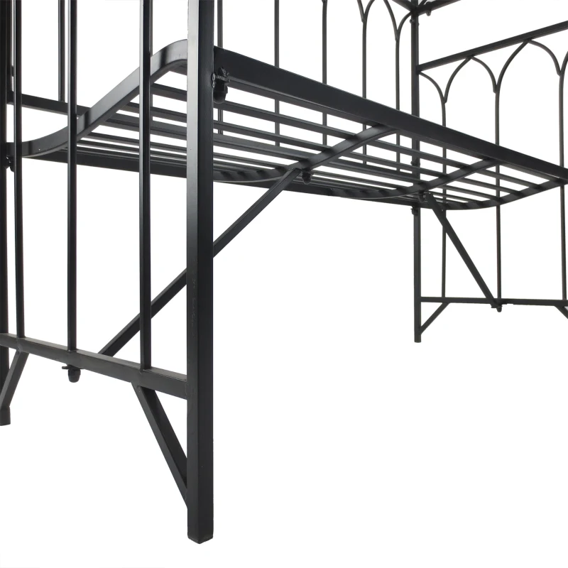 Outsunny Rosenbogen mit Bank Rosenbank Laubenbank Philosophenbank Rankgitter Rankhilfe Gartenbank Metall Schwarz 115 x 50 x 203 cm