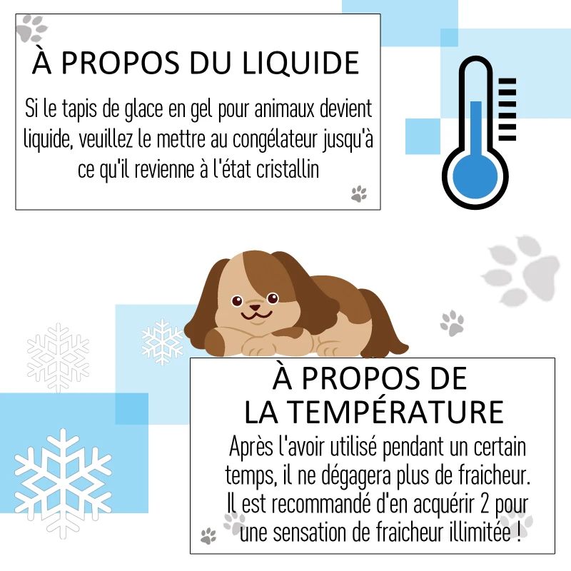 PawHut Tapis rafraichissant chien tapis de refroidissement automatique pour animaux de compagnie gel PVC oxford bleu