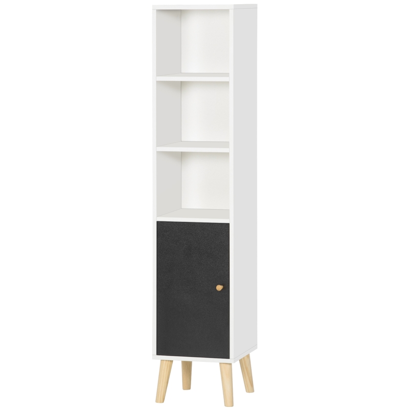 kleankin Bathroom Storage Cabinet, Bathroom Floor Standing Tallboy Unit with Adjustable Shelves and Cabinet, White