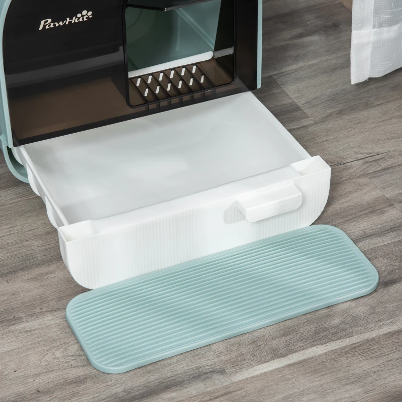 PawHut Katzentoilette Katzenklo mit Deckel Streuschaufel Streufangmatte Grün 43 x 44 x 47cm