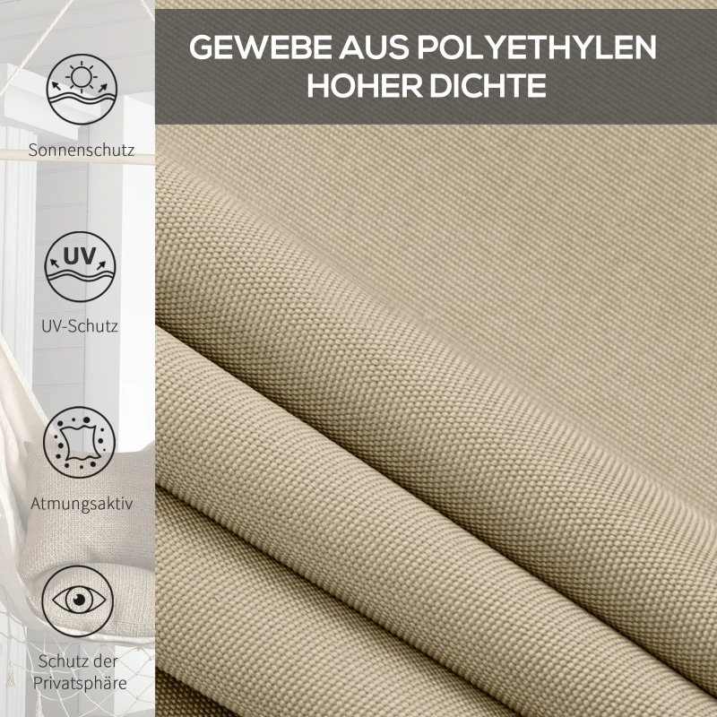 Outsunny Außenrollo, 120 x 185cm, mit Handkurbel, Wand-/Deckenmontage, Aluminiumrahmen, Beige