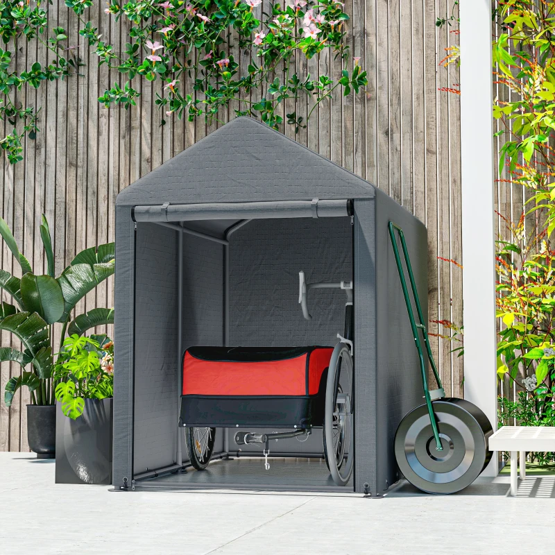 Outsunny Gartenschuppen, Lagerzelt, robust & wetterfest, Stahlrahmen, 1,2x1,8x1,6m, Dunkelgrau(m-8)