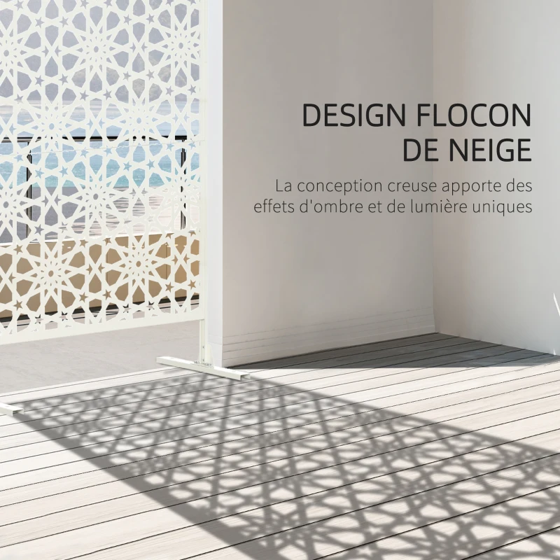 Outsunny Panneau brise vue décoratif extérieur blanc à motif en métal - 92 x 45 x 198 cm
