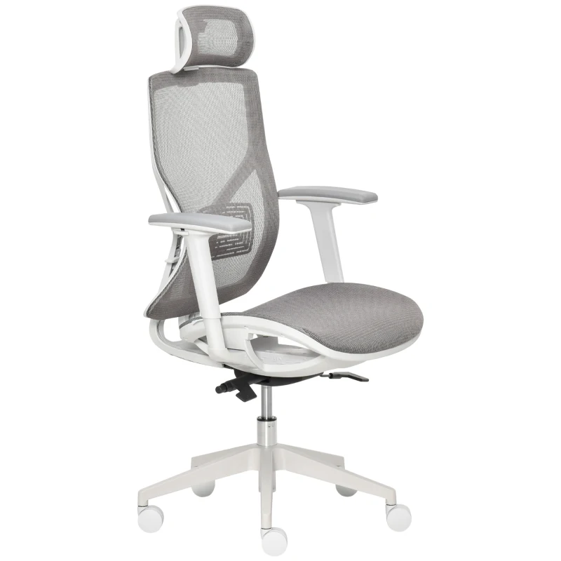 Vinsetto Ergonomic Office Chair with 360° , Wheel, Mesh Back, Adjustable Height & 3D Armrest for Home Office, Grey