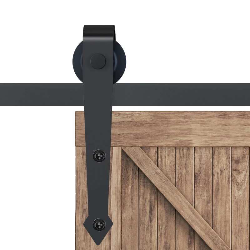 HOMCOM 6.6FT/200cm Black Sliding Door Kit for Single Barn Door, Antique Sliding Barn Door Hardware Kit with J Shape Hanger