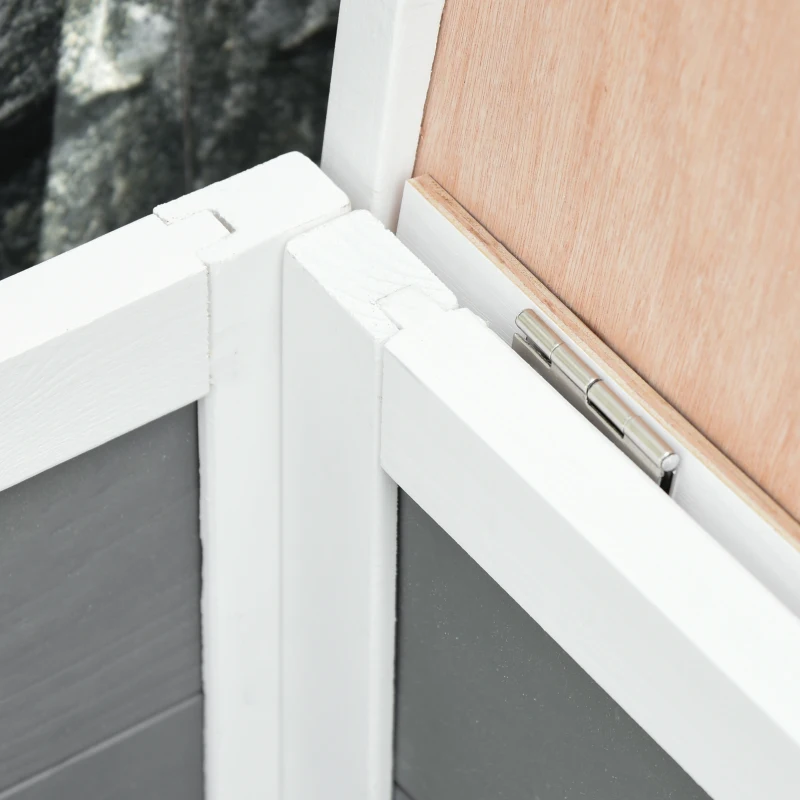 PawHut Conejera de Exterior Jaula para Conejos Cobayas Animales Pequeños con 2 Puertas Superiores y Techo Abatible Asfáltico Madera de Abeto 115x66x47,5 cm Gris