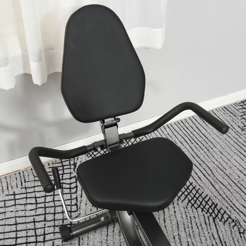 HOMCOM Vélo d'appartement vélo couché semi-allongé magnétique écran LCD multifonction selle réglable 2 bandes résistance acier noir(m-9)