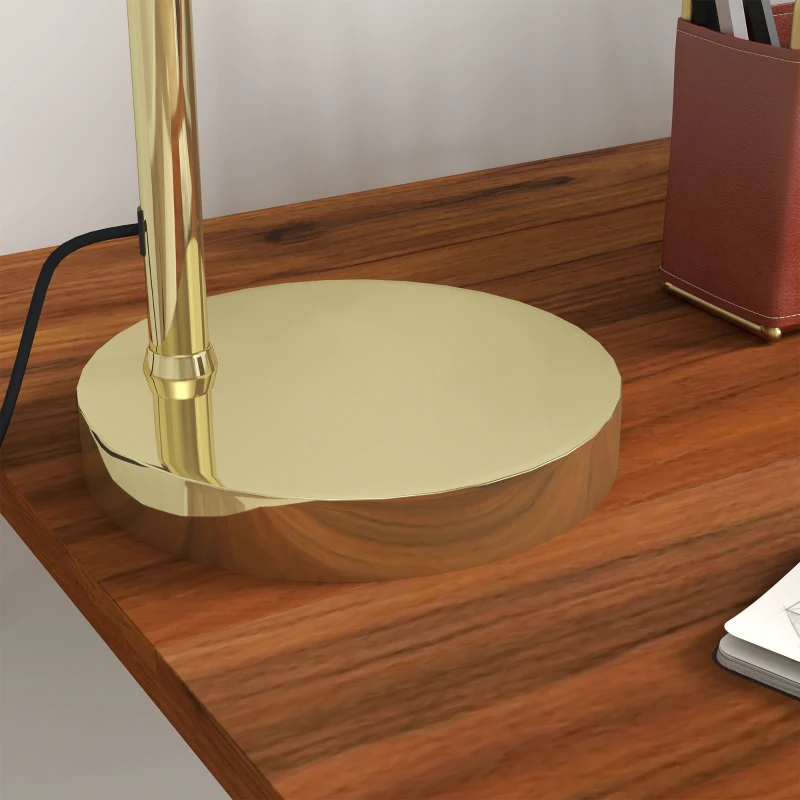 HOMCOM Tischlampe mit Rattan-Lampenschirm, Metallrahmen, inkl. LED-Birne, Farbe: Bronze+Rattan