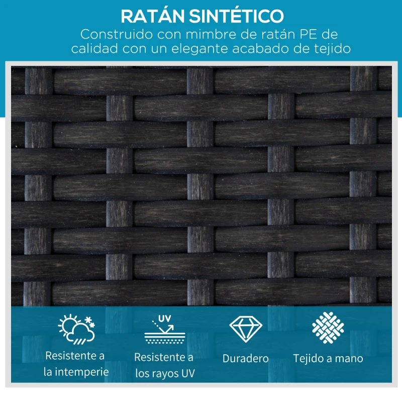 Outsunny Tumbona de Ratán Sintético con Respaldo Ajustable en 5 Posiciones Cojín y Ruedas 73x200x48 cm Gris Oscuro y Negro