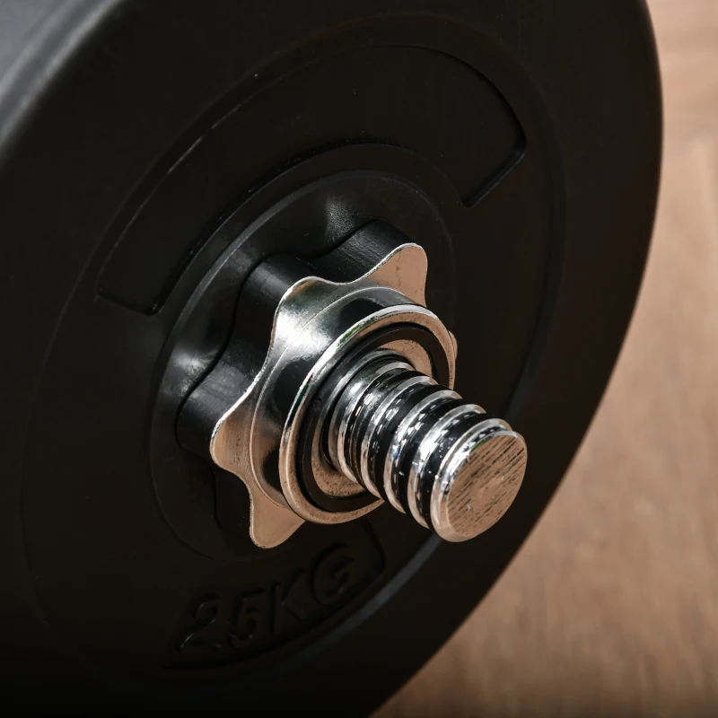 HOMCOM Set di Bilanciere e Dischi da 70 kg totali con 8 Pesi, Bilanciere Palestra Regolabile Antiscivolo in Acciaio, Plastica e Sabbia, Barra Ø25 mm, 140x38.5x38.5cm, Nero