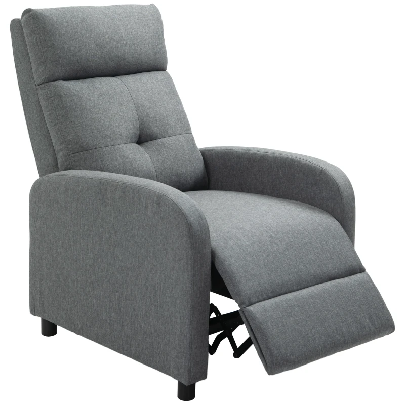 HOMCOM Sillón Reclinable Manual Sofá Individual con Reclinación hasta 155º Carga 150 kg Gris