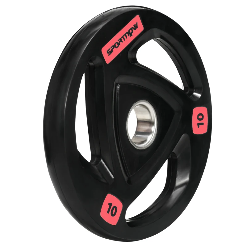 SPORTNOW Set di 2 Dischi Pesi da 10kg in Acciaio con Rivestimento in Gomma per Bilanciere