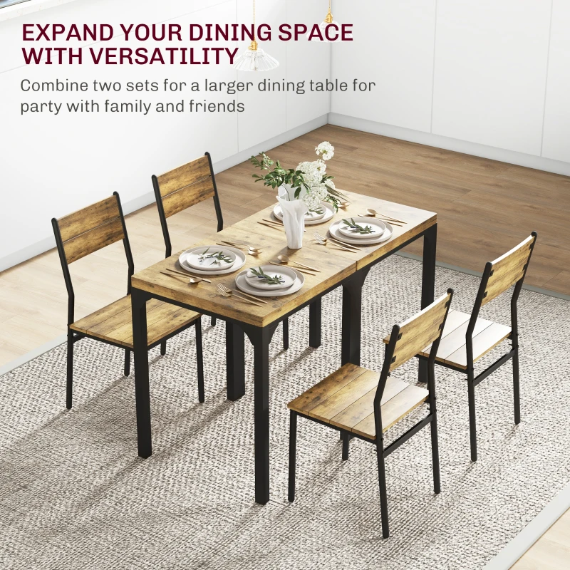 HOMCOM Three-Piece Minimal and Compact Dining Set, Rustic Brown