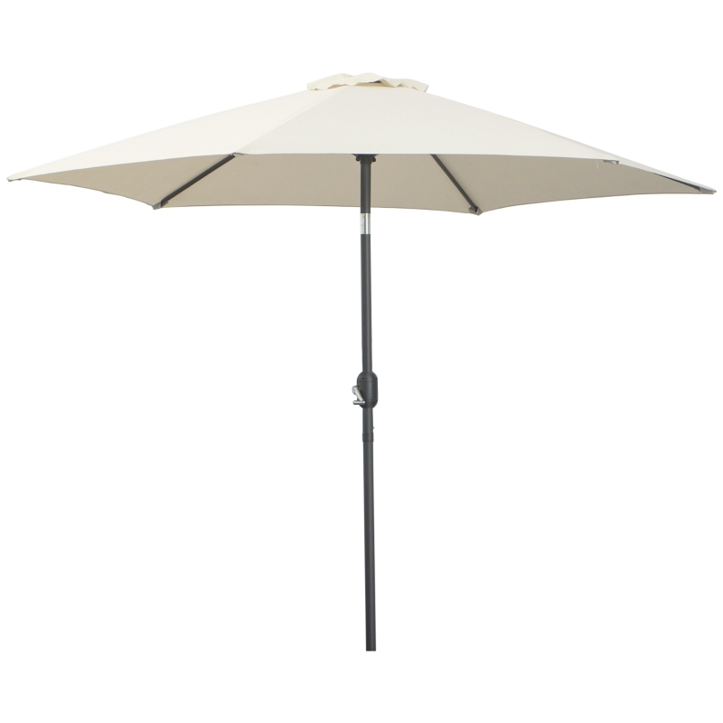 Outsunny2.6M Garden Parasol Umbrella with Tilt and Crank, Outdoor Sun Parasol Sunshade Shelter with Aluminium Frame, Cream White