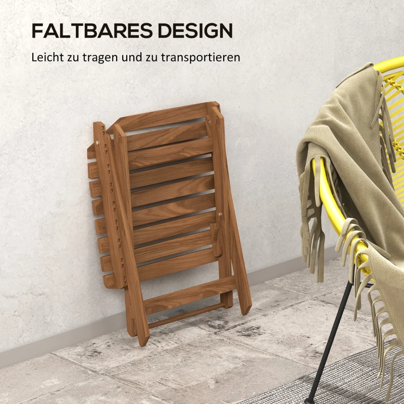 Outsunny Terrassentisch-Set, 2 Klapptische aus Akazienholz, 45x45x45cm, Teak