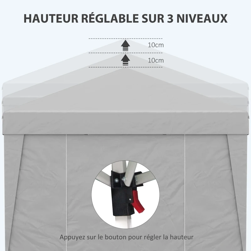 Outsunny Tonnelle de jardin pliante 3 x 3 x 2,75 m anti-UV 30 + avec fenêtres + parois latérales + sac de transport gris