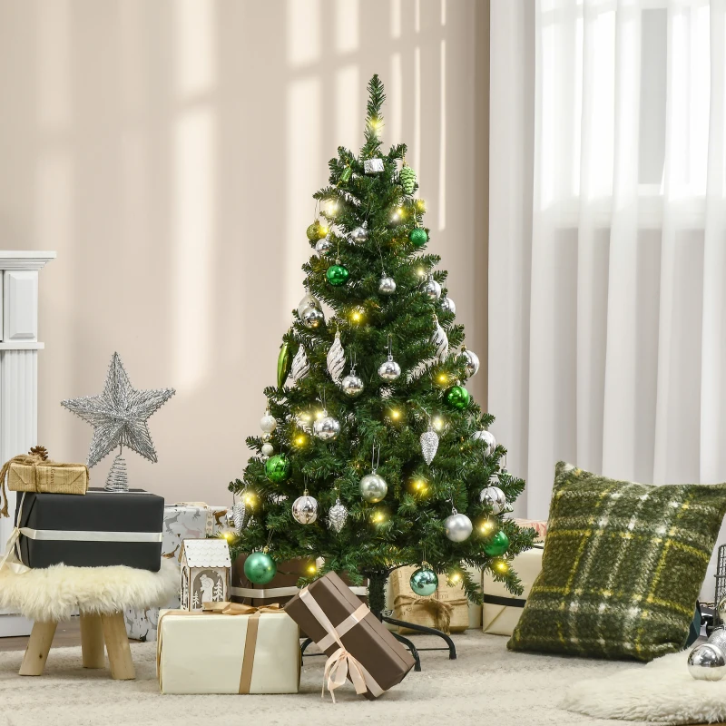 HOMCOM 4FT Christmas Tree Warm White LED Light Holiday Home Decoration, Green
