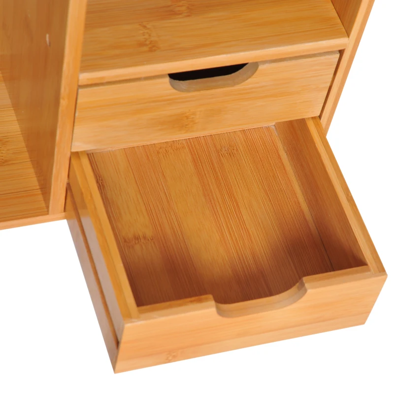 HOMCOM Organizador de Escritorio Mesa de Bambú Estantería Sobremesa Estante de Almacenamiento Multifuncional para Oficina Libros 48x19.5x46cm
