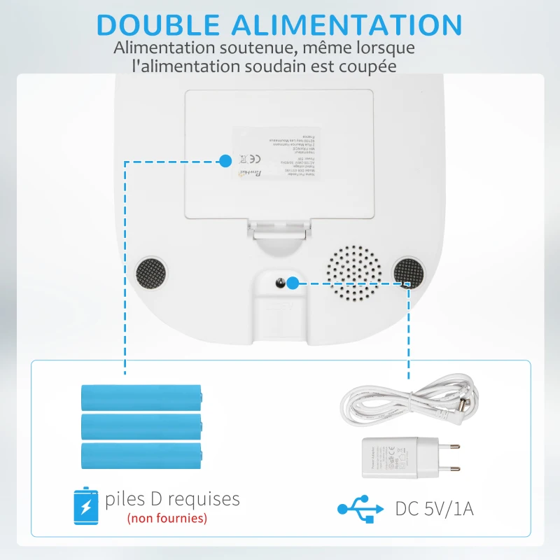 PawHut Distributeur 6L automatique de croquettes pour chien chat programmable avec Bol en Acier Inoxydable 4 repas - réservoir avec enregistrement vocal