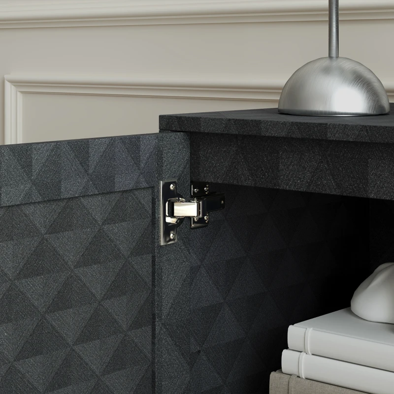 HOMCOM Modern Sideboard, Freestanding Sideboard Storage Cabinet with Adjustable Shelf and 2 Doors for Living Room, Black