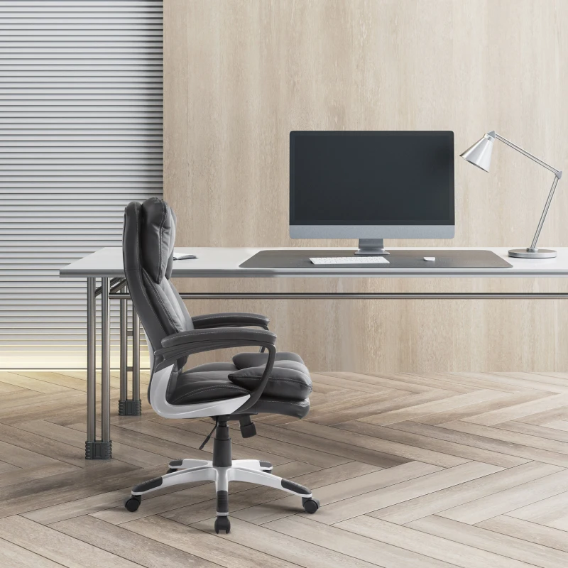 HOMCOM Silla Ejecutiva de Escritorio Silla de Despacho con Ruedas y Reposabrazos Altura Ajustable 66x71x110-120,5 cm Negro
