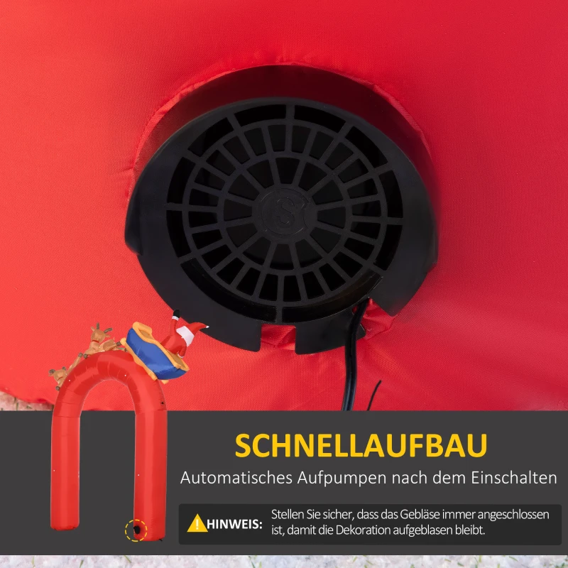 Outsunny Weihnachtsdeko, Torbogen mit Weihnachtsmann, aufblasbar, groß, inkl. Gebläse, 250 x 60 x 270 cm