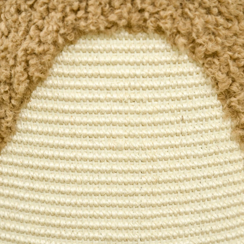 PawHut Kratztonne im Bärendesign, 2 Katzenhöhlen, 1 Kratzfläche, Weiß + Braun