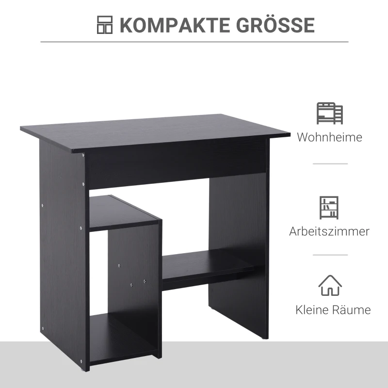 HOMCOM Computertisch, Schreibtisch, Bürotisch, Gamingtisch, Kinderschreibtisch PC-Tisch, Schwarz, 80 x 45 x 75 cm