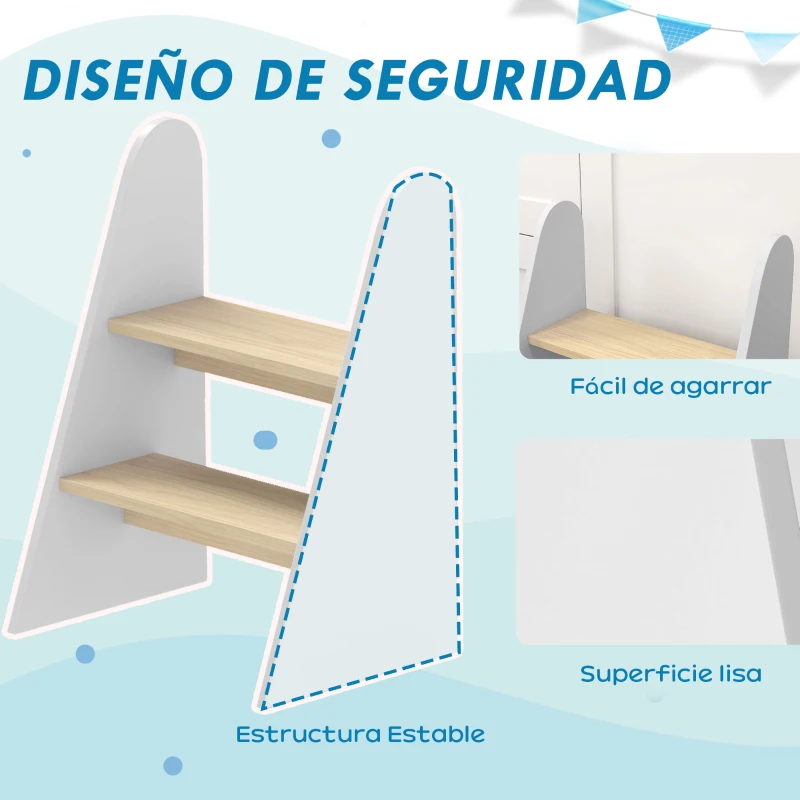 AIYAPLAY Taburete para Niños de 2 Peldaños Torre de Aprendizaje para Niños de +3 Años para Baño Cocina Librería Dormitorio Blanco