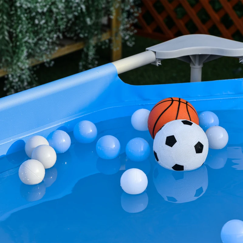 Outsunny Piscina Desmontable Tubular 252x152x65 cm con Depuradora de Cartucho 1200L/H Piscina Rectangular de Exterior para Adultos y Niños 2163L Azul