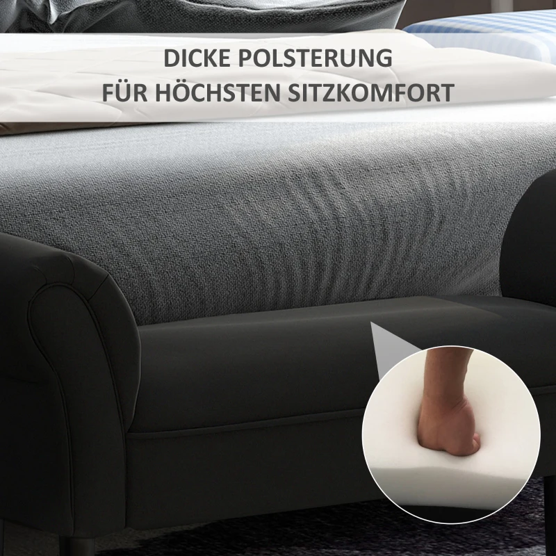 HOMCOM Sitzbank, Bettbank, zeitloses Design, weiche Polsterung, bis 130 kg, schwarz, 102 x 36 x 51 cm