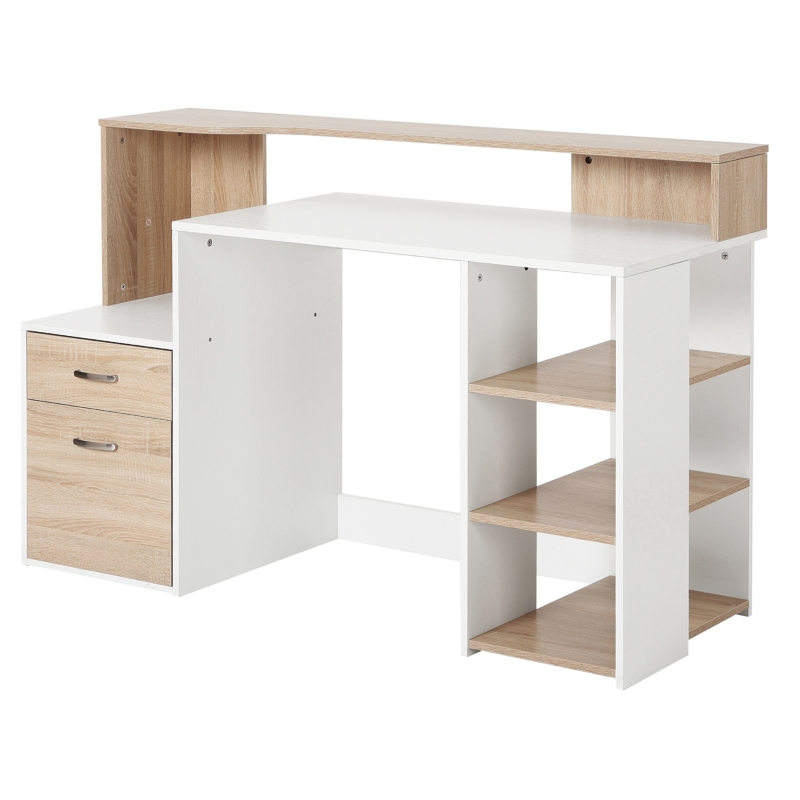 HOMCOM – Moderna Scrivania per Computer con Ripiani in Legno MDF 137 x 55 x 92cm